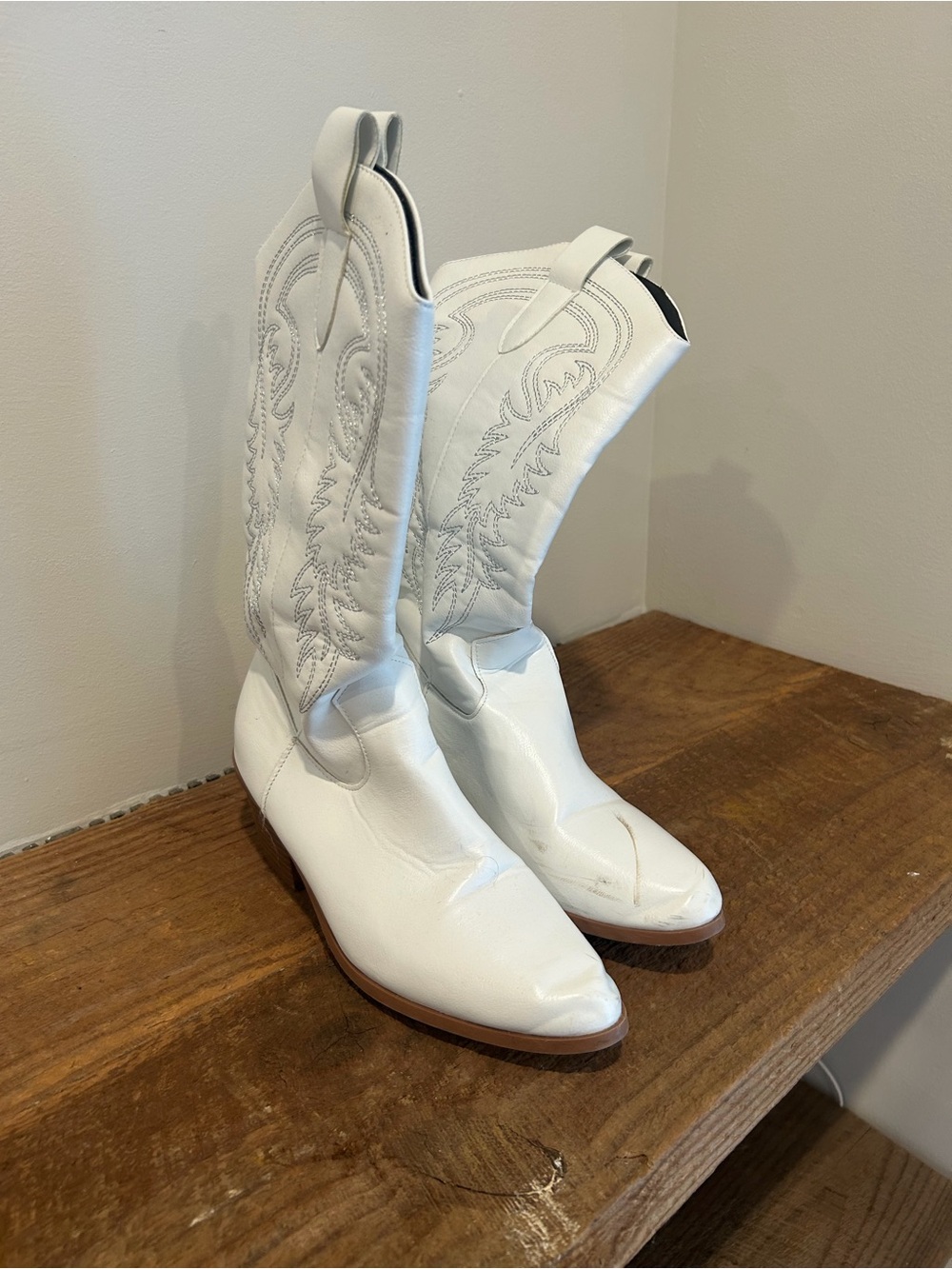 White Women's Western Cowboy Boots 7